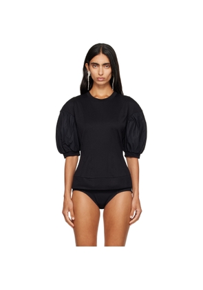 Simone Rocha Black Puff Sleeve Sculpted Contrast T-shirt