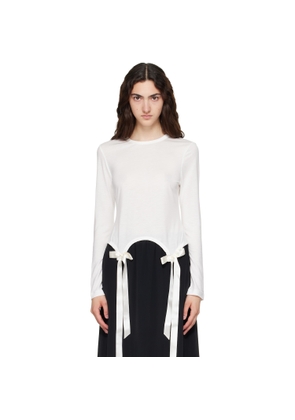 Simone Rocha White Bow Tail Easy Long Sleeve T-shirt