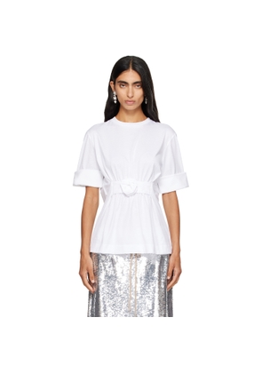 Simone Rocha White Gathered Rose Wire Sleeve Boy T-shirt