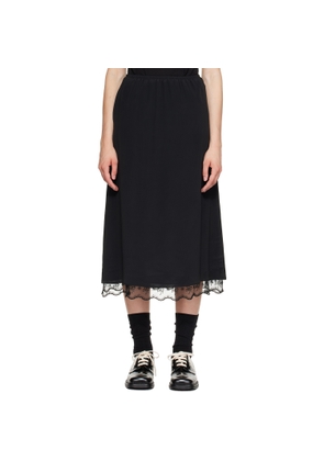 Simone Rocha Black Lace Trim Negligee Midi Skirt