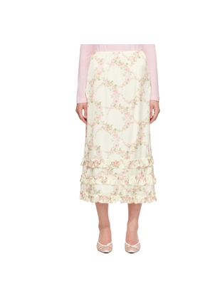 Simone Rocha White Ruffle Frill Hem Easy Midi Skirt