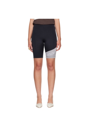 Versace Black Embroidered-Logo Bicycle Shorts