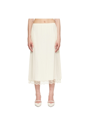 Simone Rocha Off-White Lace Trim Negligee Midi Skirt