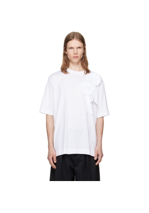 Simone Rocha White Ruffle Rosette Boxy T-shirt