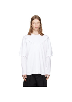 Simone Rocha White Ruffle Slash Layered Long Sleeve T-shirt