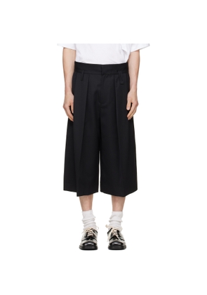 Simone Rocha Black Peeling Waist Wide Leg Shorts