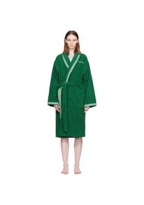 Versace Green Cotton-Terry Jacquard Bathrobe