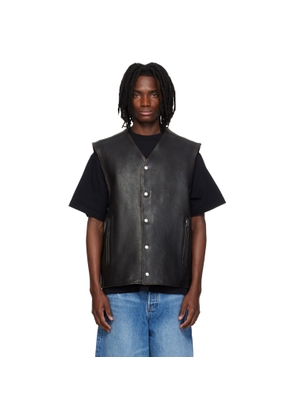 Alexander Wang Black Boxy Moto Leather Vest