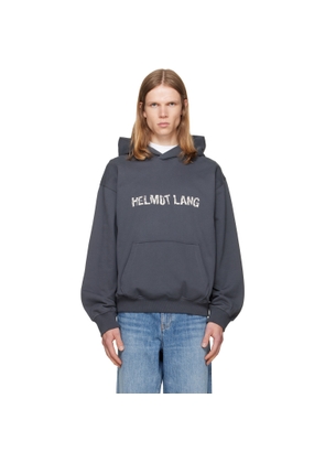 Helmut Lang Gray Crumpled Logo Hoodie