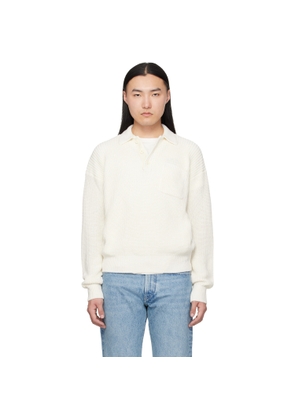 Ralph Lauren Purple Label White Silk Linen Polo Sweater