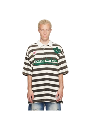 COÛT DE LA LIBERTÉ Black & White Connor Stripe Rugby Polo