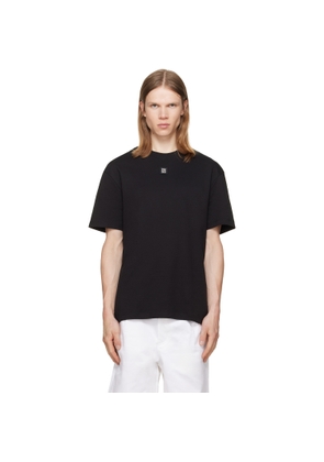 Hugo Black Interlock-Cotton Stacked-Logo T-shirt