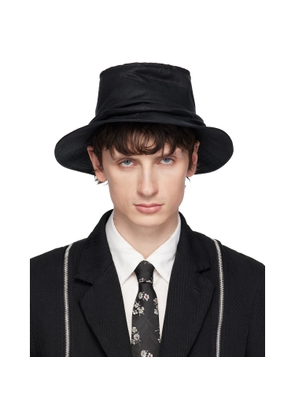 YOHJI YAMAMOTO Black Drape Bucket Hat