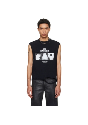 HYACYN Black EET 'Die Raeuber' Cotton Distressed Tank Top