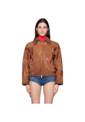 Versace Tan Blouson Leather Jacket