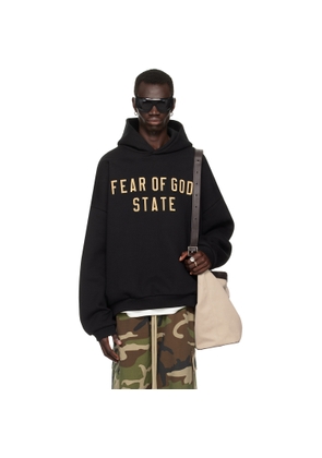 Fear of God ESSENTIALS Black Printed Logo Hoodie
