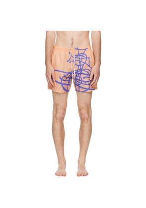 Vivienne Westwood Orange Surf Boxer Swim Shorts