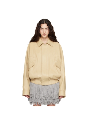 ABRA Yellow Leather Bomber Jacket