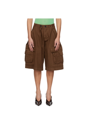 ABRA Brown Pleated Cargo Shorts