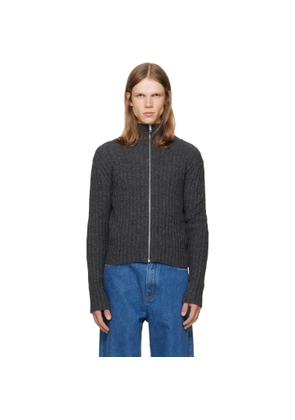 Jil Sander Gray Zip Up Cardigan