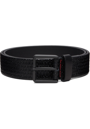 Hugo Black Leather Embossed Logos Belt