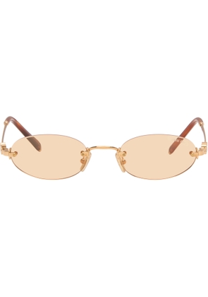 Miu Miu Eyewear Gold Logo Sunglasses
