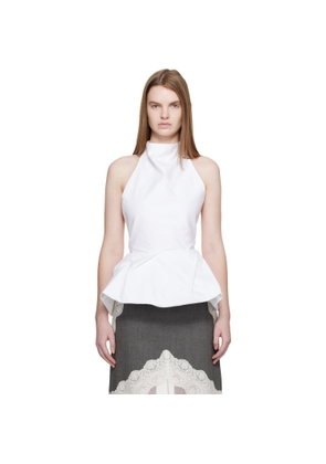 Magda Butrym White Halter Peplum Blouse