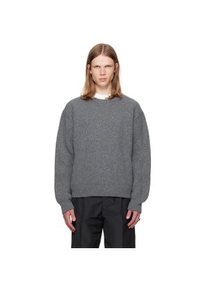 Jil Sander Gray Wool Crew-Neck Sweater