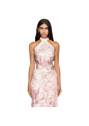 Ferragamo Pink Voyage Print Foulard Top