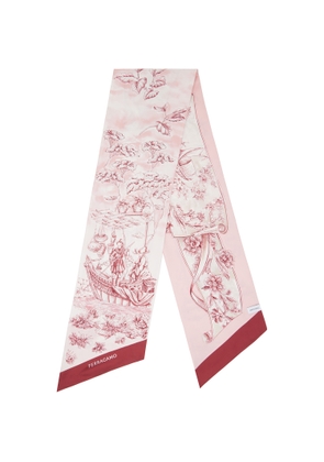 Ferragamo Pink Voyage Print Silk Bandeau Scarf