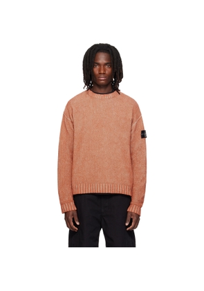 Stone Island Orange 5100016 Treated Cotton Chenille Sweater