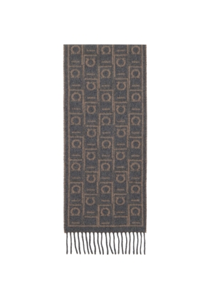 Ferragamo Gray & Beige Ferragamo Monogram Scarf