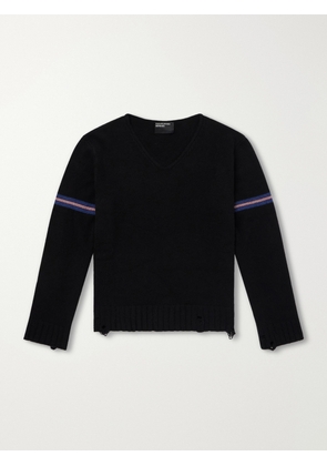Enfants Riches Déprimés - Distressed Striped Cashmere Sweater - Men - Black - S