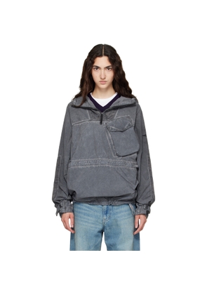 Stone Island Gray Q100035 Uneven Smerigliato & Canvas Anorak