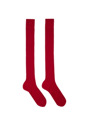 Jil Sander Red Ribbed Wool Socks