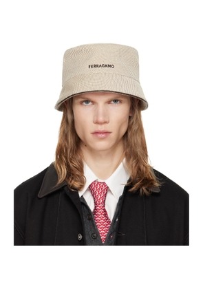 Ferragamo Beige Canvas Bucket Hat
