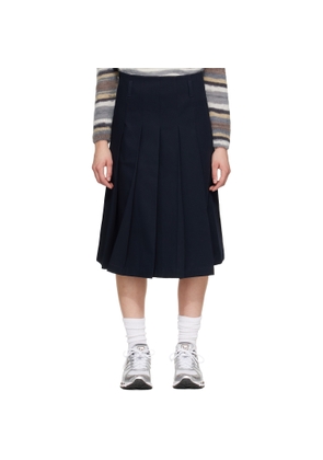 A.P.C. Navy Pleated Midi Skirt