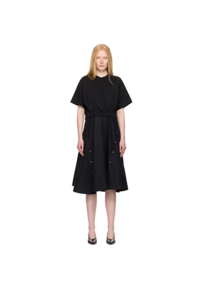 3.1 Phillip Lim Black Short Sleeve French Terry Combo Midi Dress