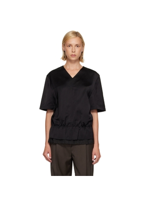 TOTEME Black V-Neck Satin Pullover Top