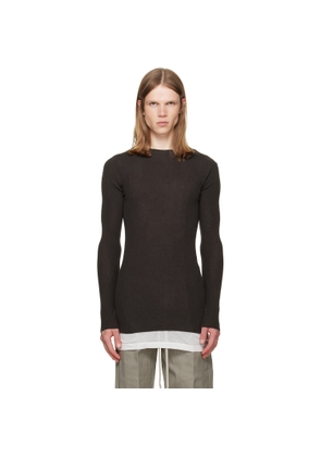 Rick Owens Brown Tower Ribbed Round Neck Sweater