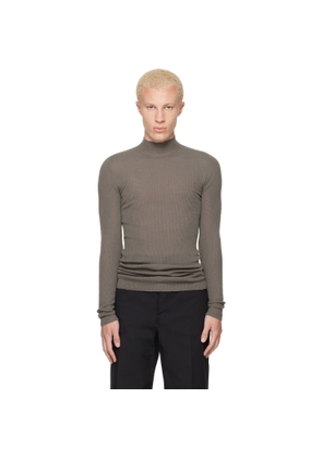 Rick Owens Gray Tower Ribbed Lupetto Sweater