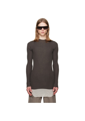 Rick Owens Gray Tower Ribbed Round Neck Sweater