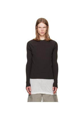 Rick Owens Brown Tower Ribbed Geo Sweater