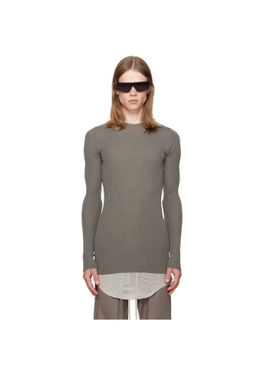 Rick Owens Gray Tower Ribbed Round Neck Sweater