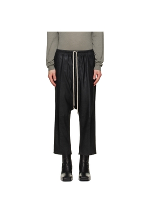 Rick Owens Black Tower Drawstring Cropped Leather Pants