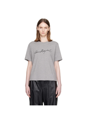 MM6 Maison Margiela Gray Handwritten-Print Cotton Jersey T-shirt