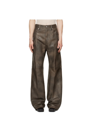 Rick Owens Brown Tower Geth Leather Pants