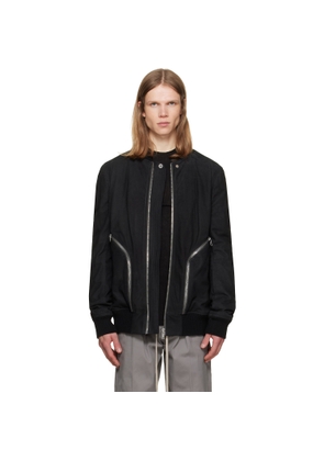 Rick Owens Black Tower Heizer Flight Suede Bomber Jacket