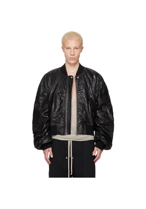Rick Owens Black Tower Secchia Flight Leather Bomber Jacket