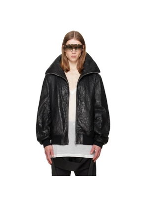 Rick Owens Black Tower Dracuflight Leather Jacket